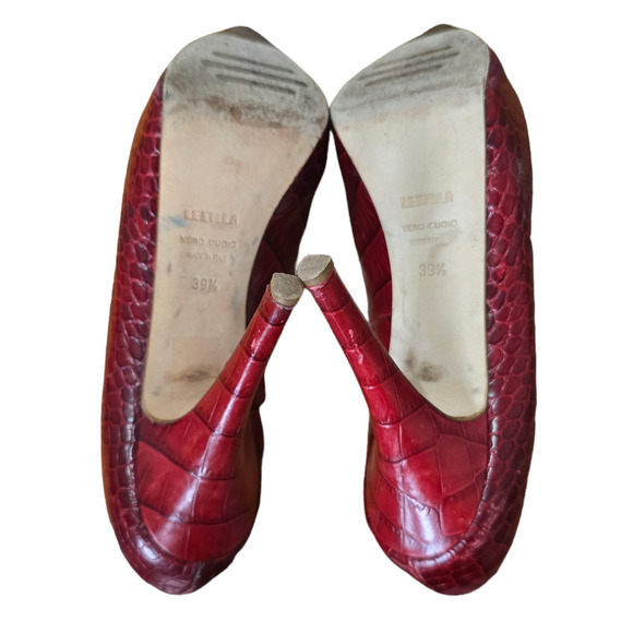 Le Silla red platform snakeskin pumps heels size 9 - Picture 7 of 8
